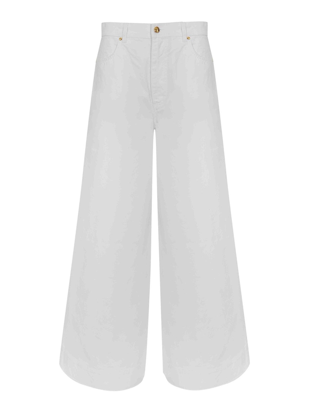 Wide-leg cotton denim trousers