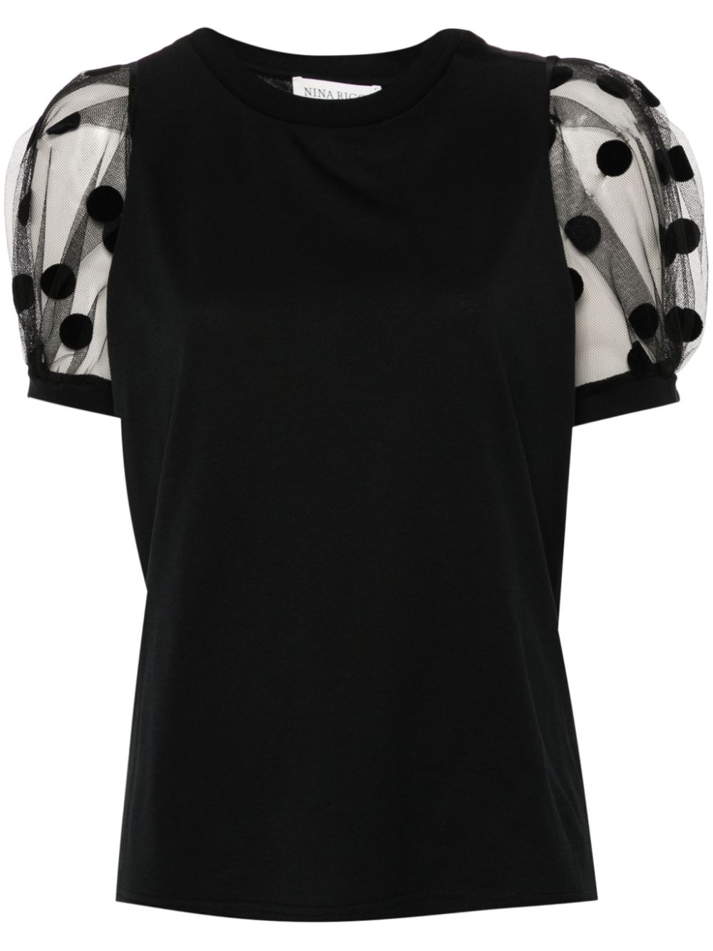 Flocked-detail T-shirt - Black