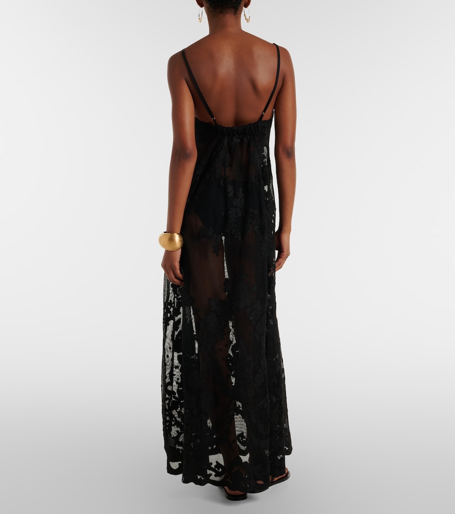 Embroidered sheer cotton maxi dress