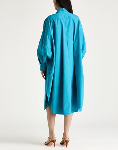 Woman Midi dress Turquoise Size 4 Cotton