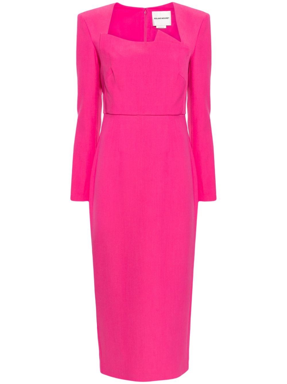 Long-sleeve crepe midi dress - Pink