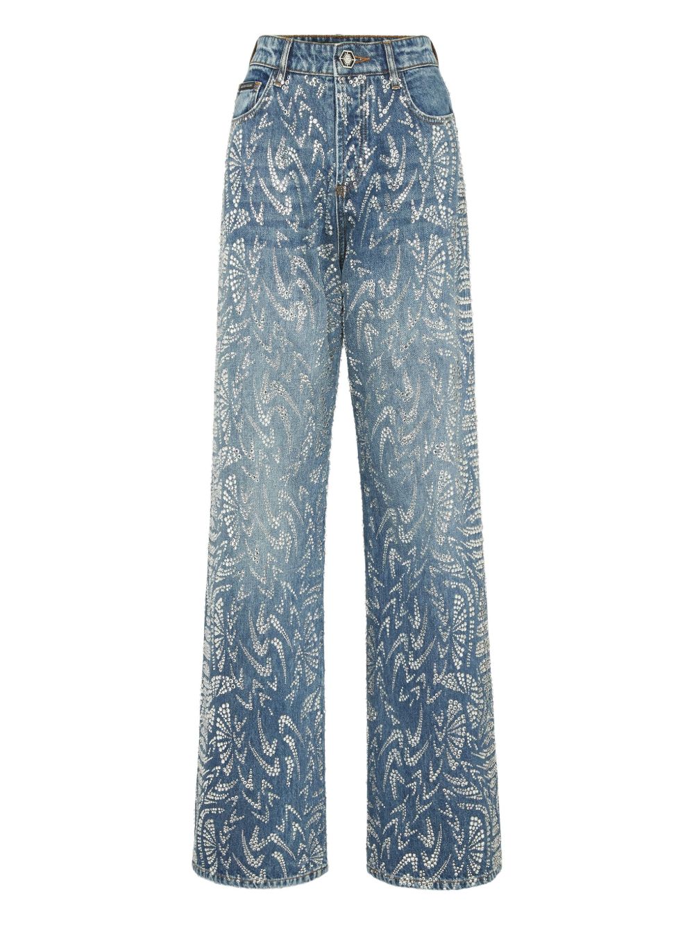 Rhinestone-embellished jeans - Blue