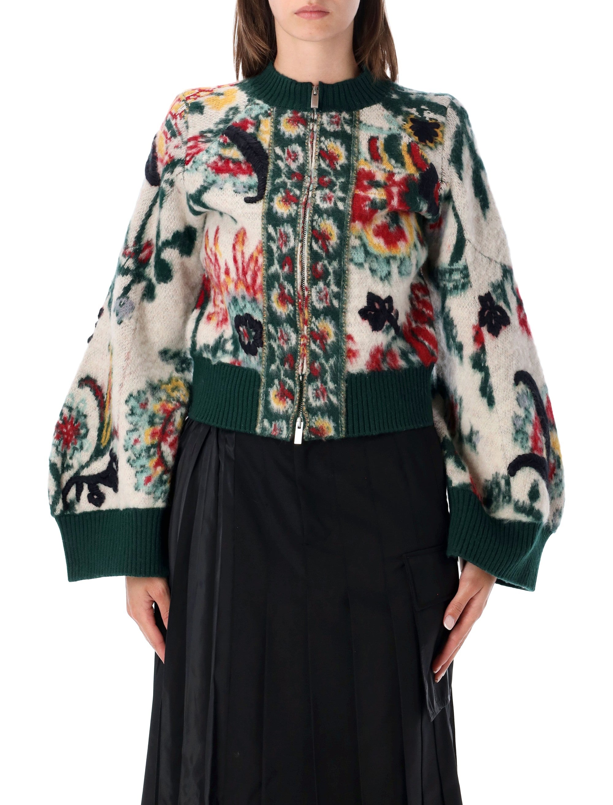 Layered Patterned Knit Sweatshirt