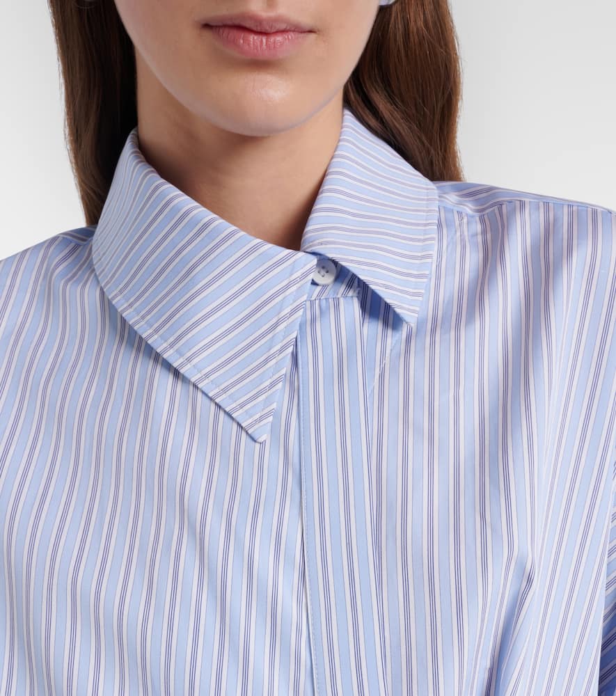 Gathered striped cotton shirt dress