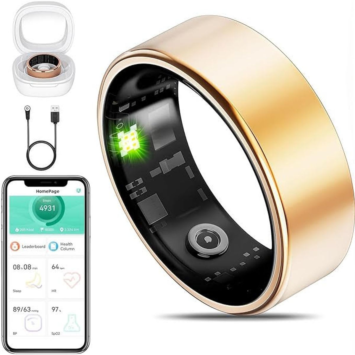 Smart Health Monitoring Ring with Heart Rate, Blood Oxygen & Sleep Tracking