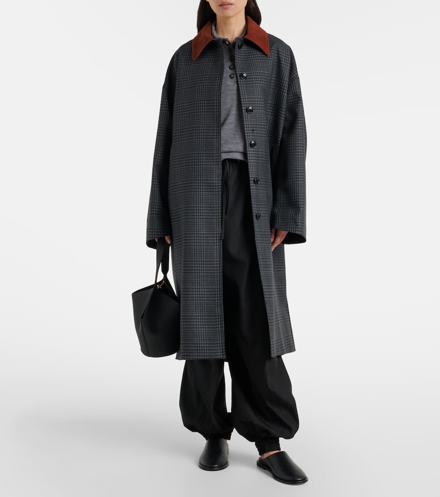 Róhe Prince of Wales check virgin wool coat