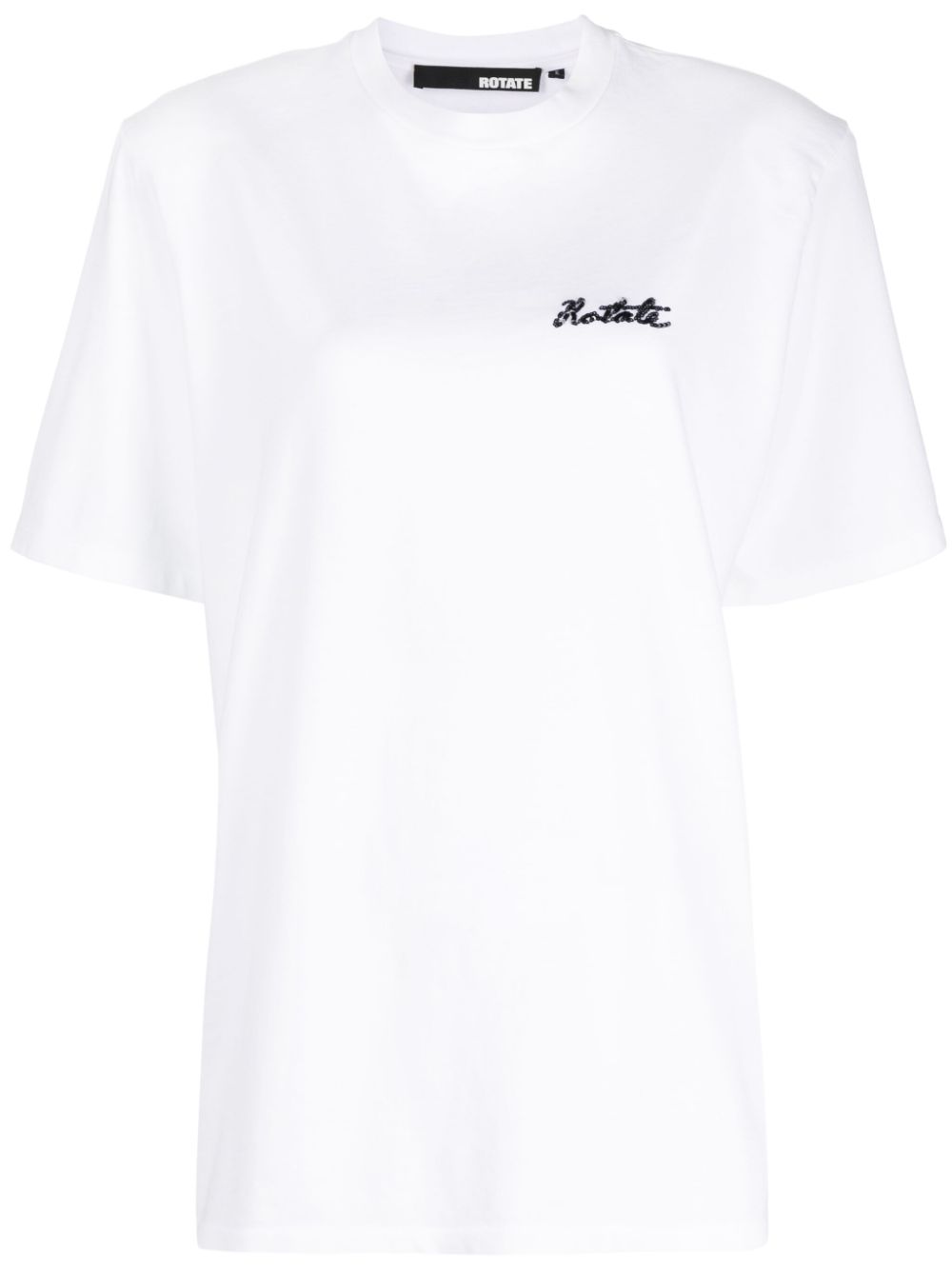 Sequin logo-detail organic cotton T-shirt - White