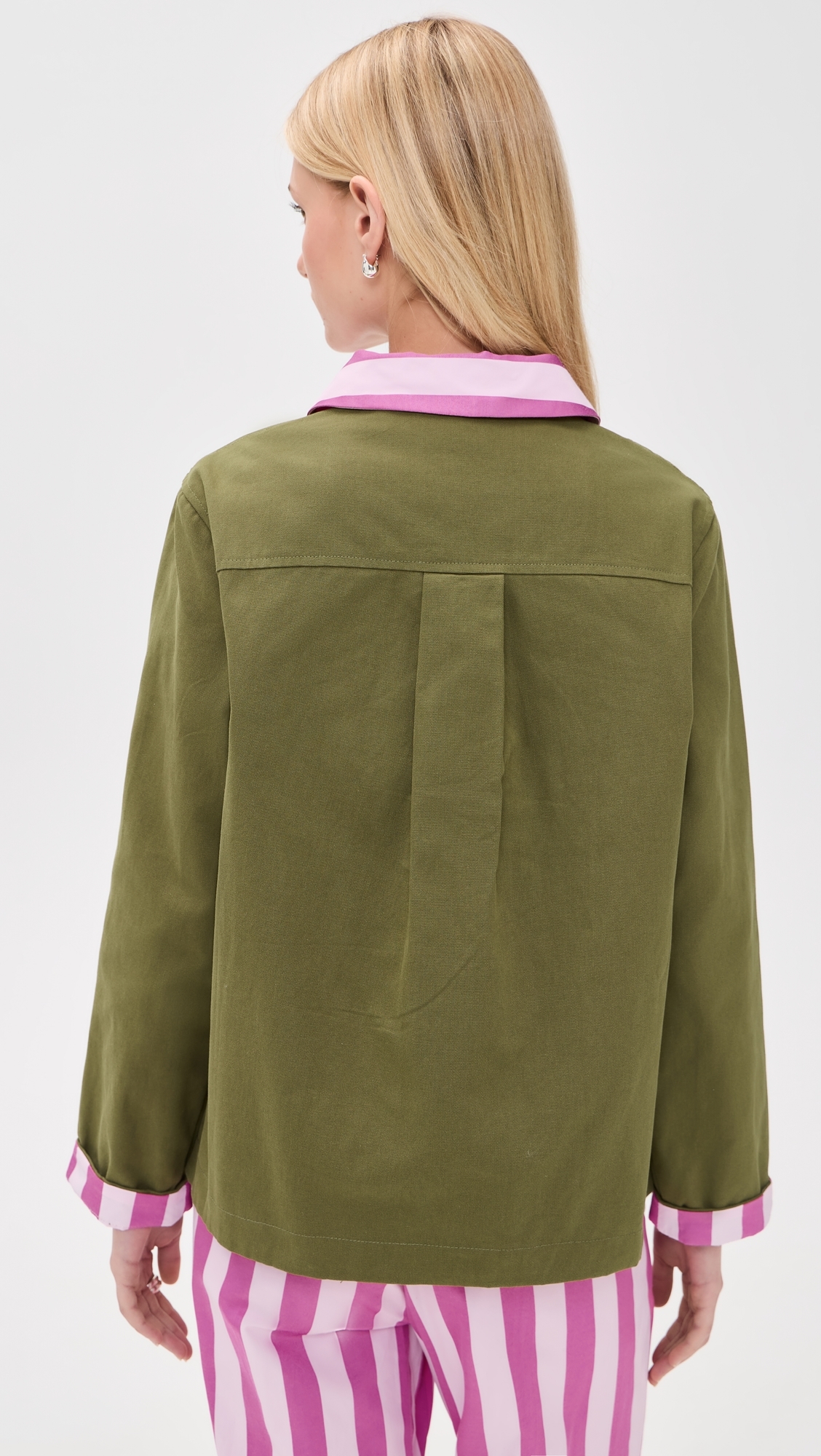 Dalston Jacket Green/Rose Stripe