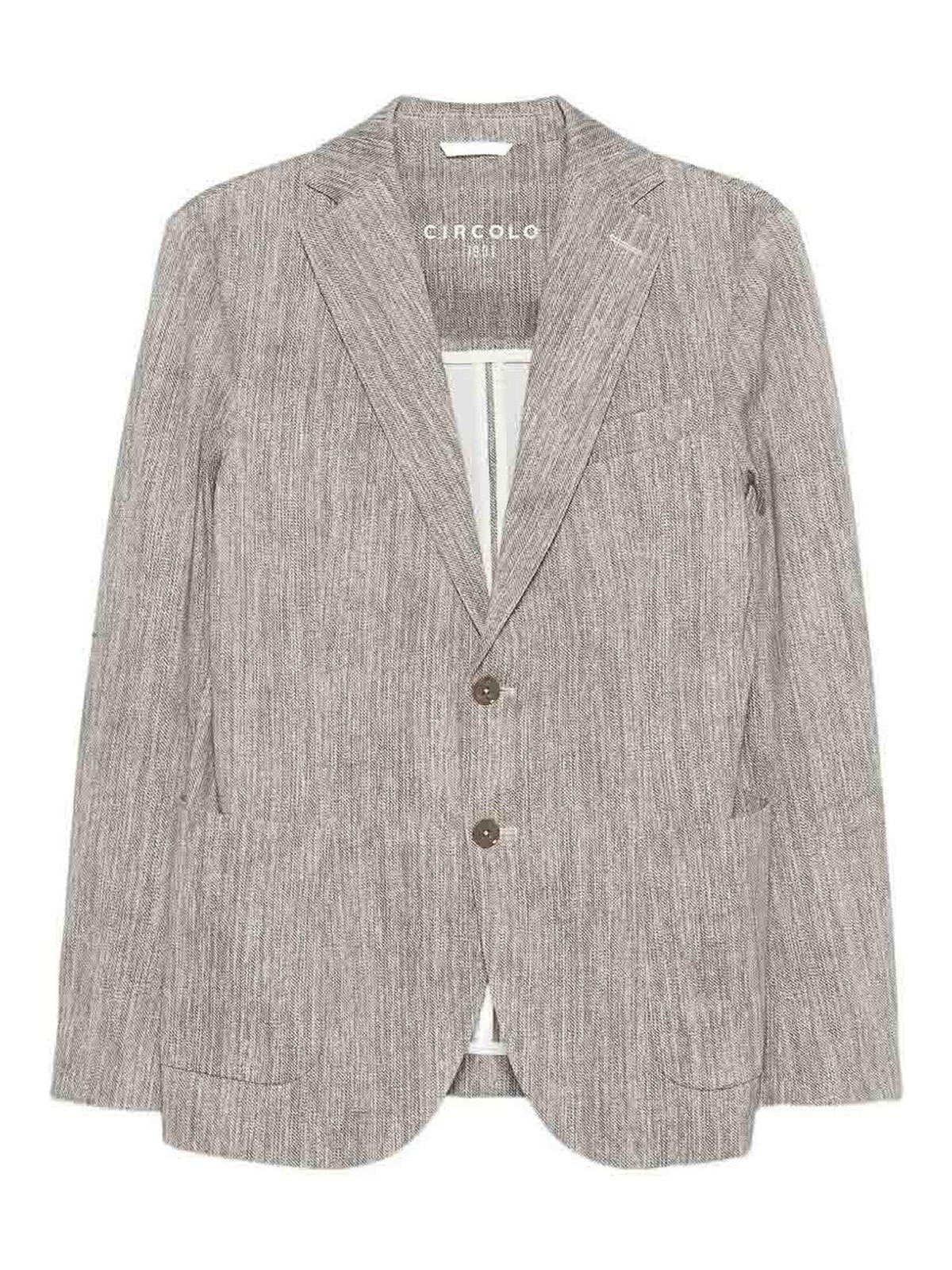 Beige Cotton Scrub Jacket With Notch Lapels