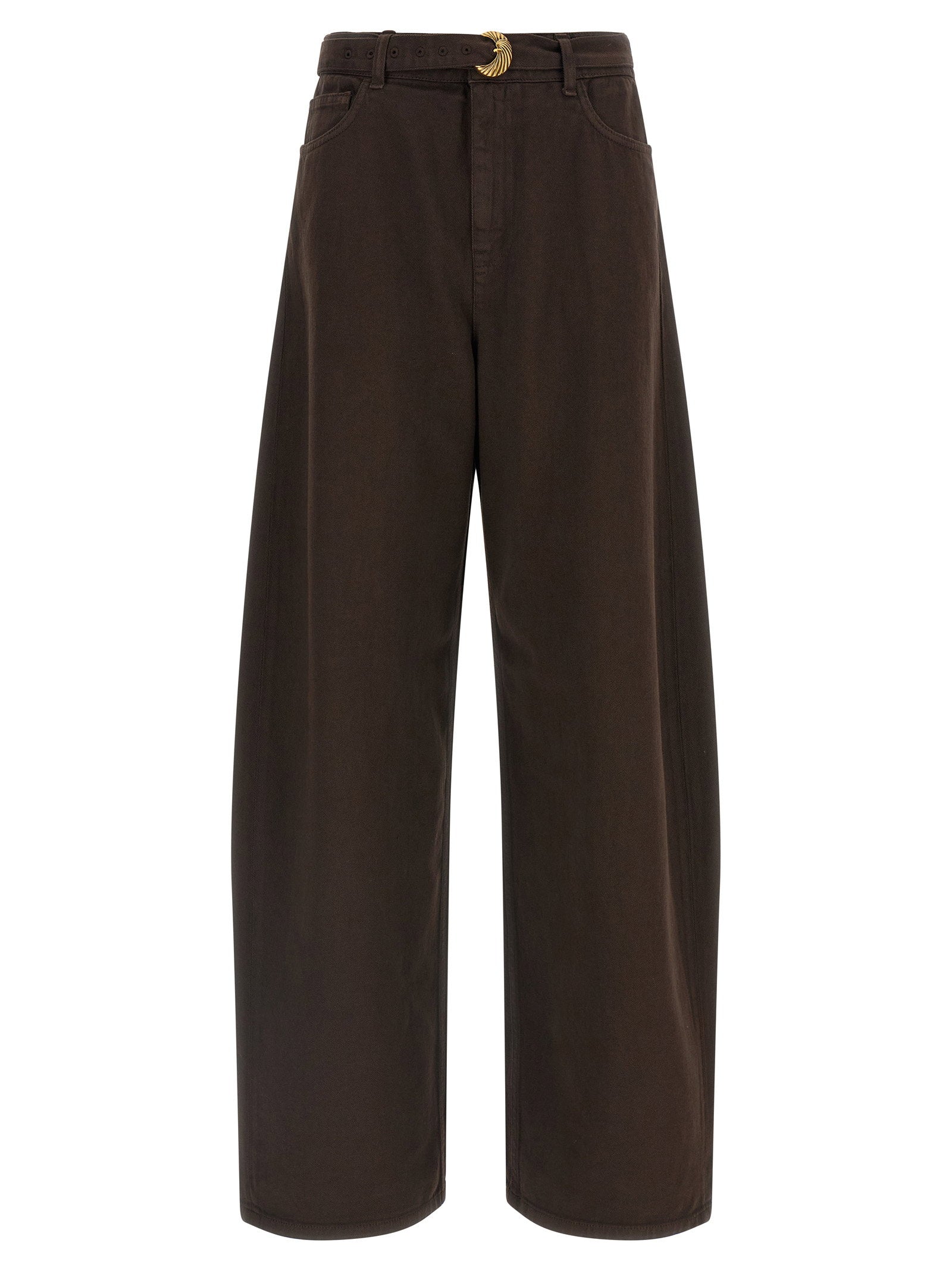 Barrel-Fit High-Waist Jeans — Brown