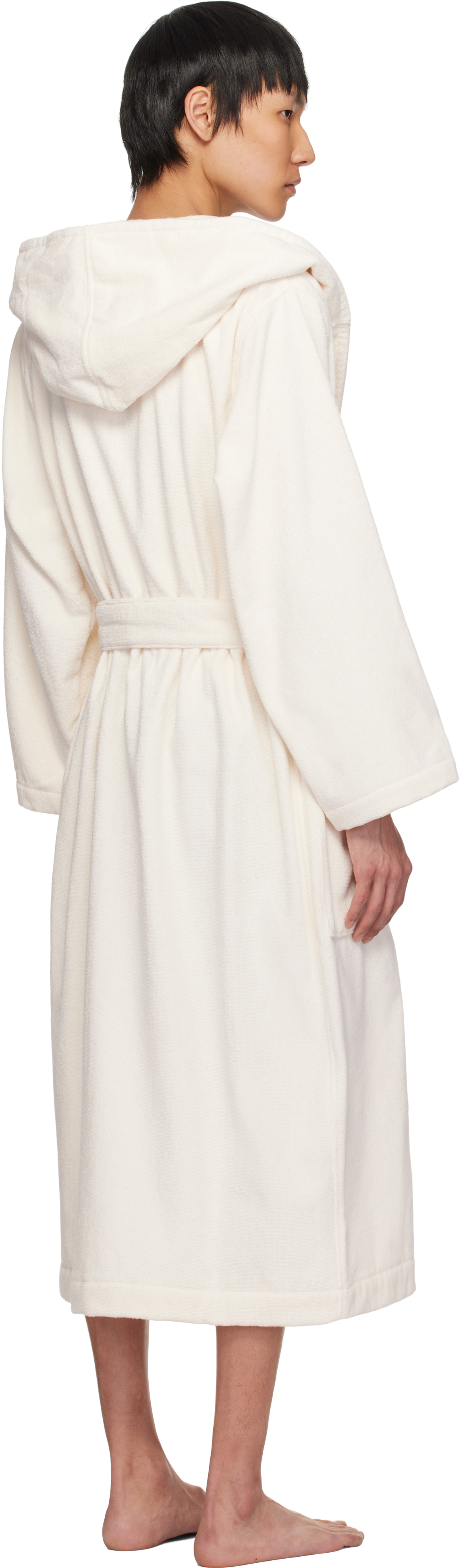 Tekla Off-White Terry Hooded Bathrobe