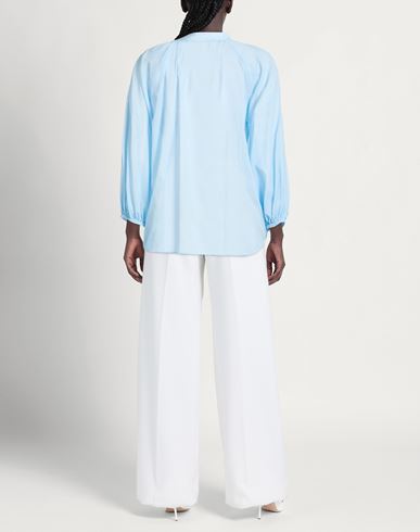 Woman Top Sky blue Size 8 Cotton, Silk