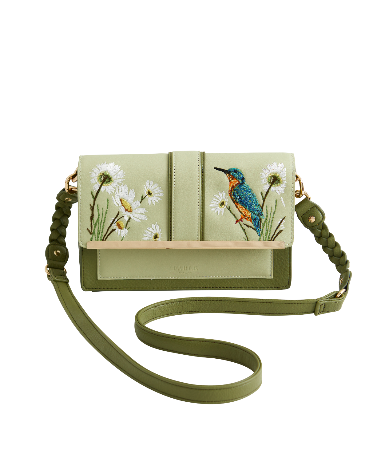 Fable England Embroidered Kingfisher Cross Body Bag | Women's Handbag