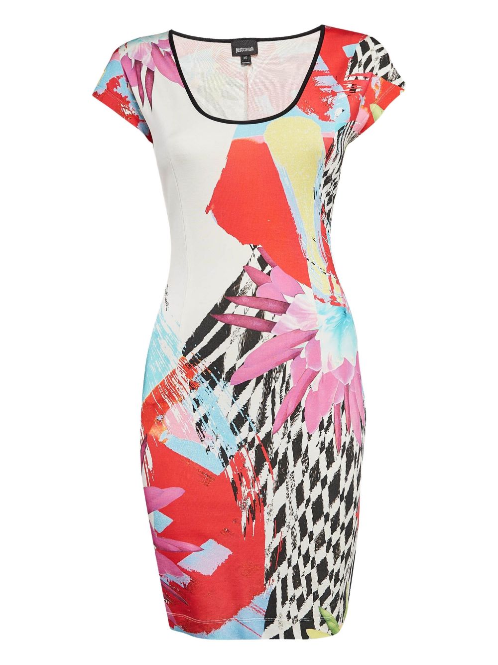 Abstract floral-printed mini dress - White