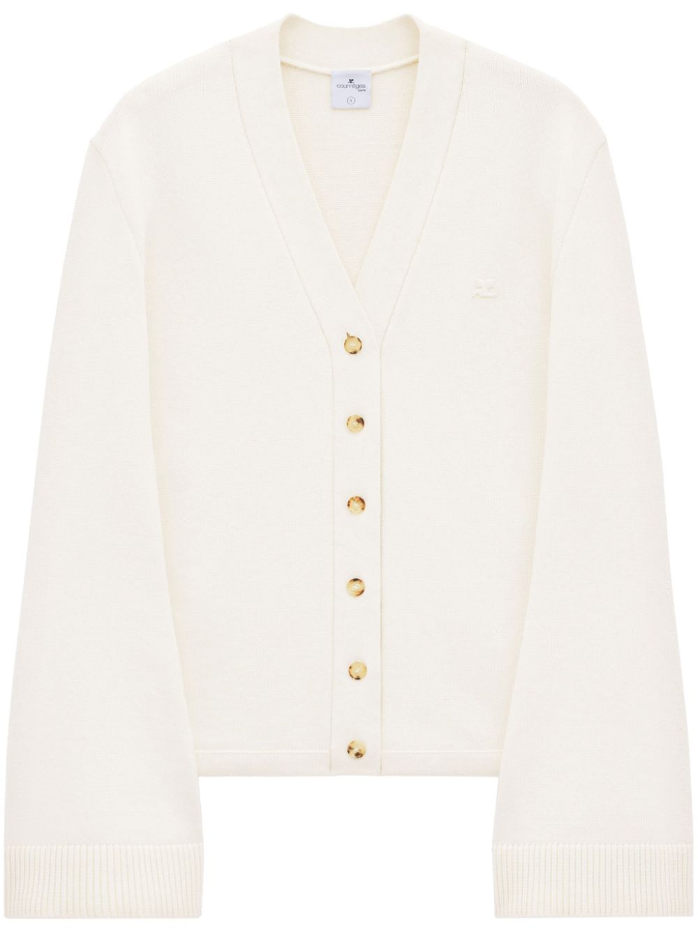Logo-appliquéd cardigan - White