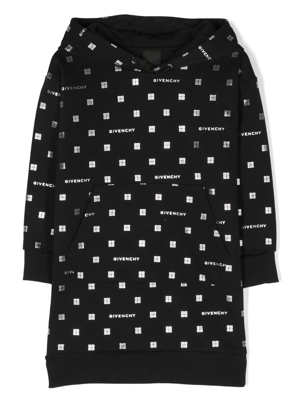 4G logo hooded dress - Black