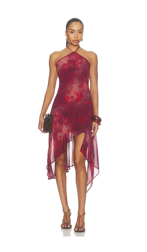 Runaway The Label Angeline Handkerchief Mini Dress in Quinn Cherry. XS also in