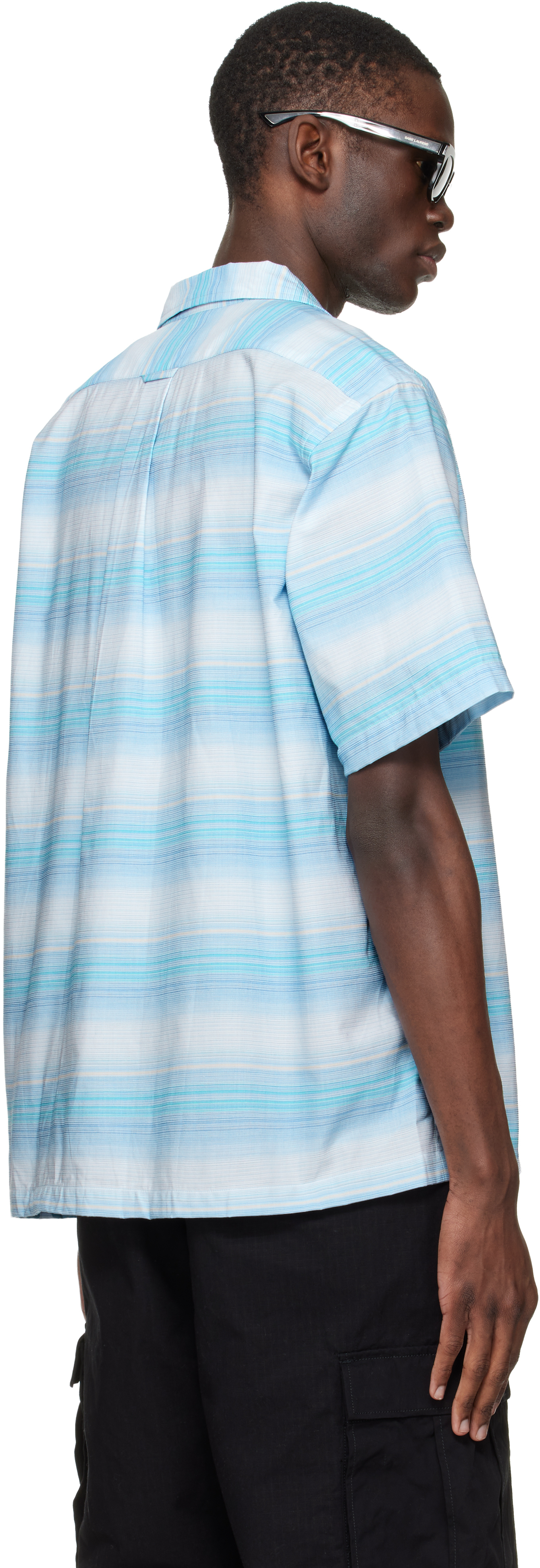Blue Open Collar Pique S/S Shirt
