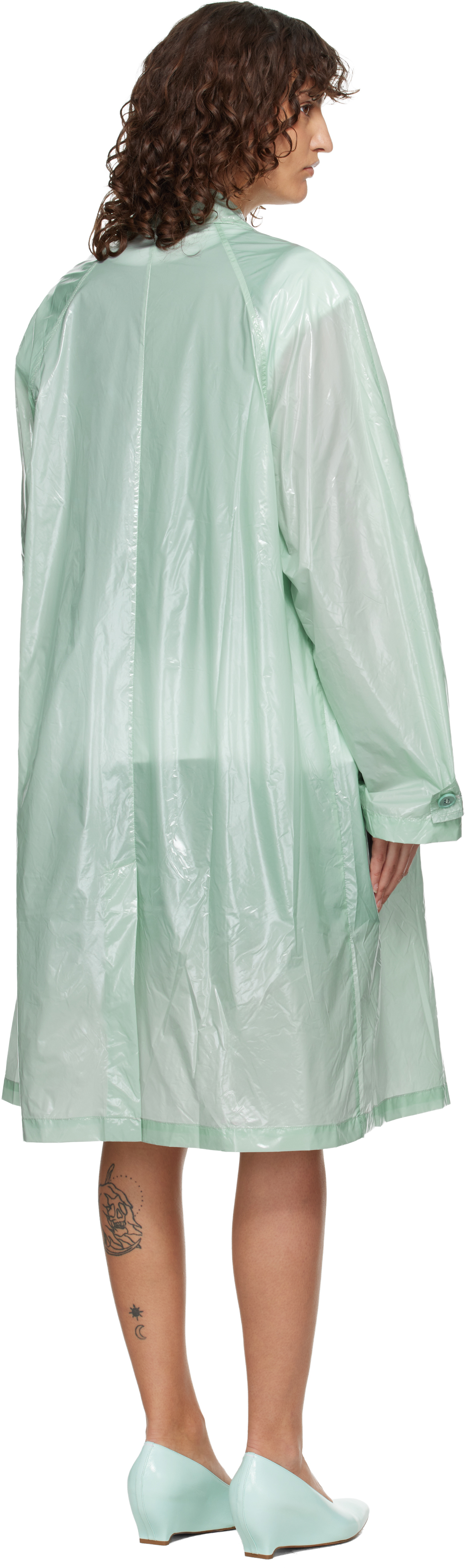 Green Gloss Trench Coat