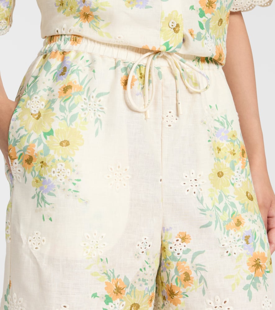 Alémais Juliette floral linen wide-leg pants