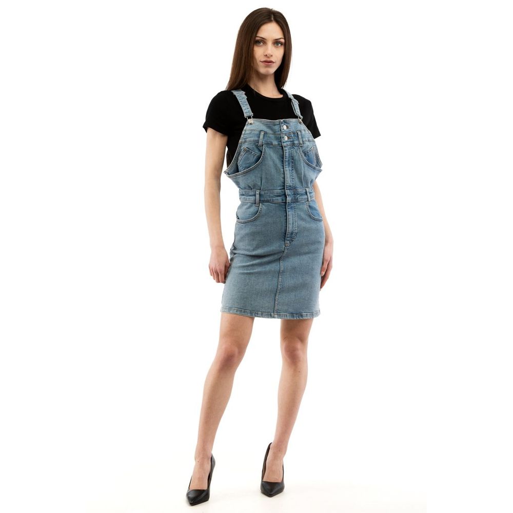 Denim Overall Dress — Blue