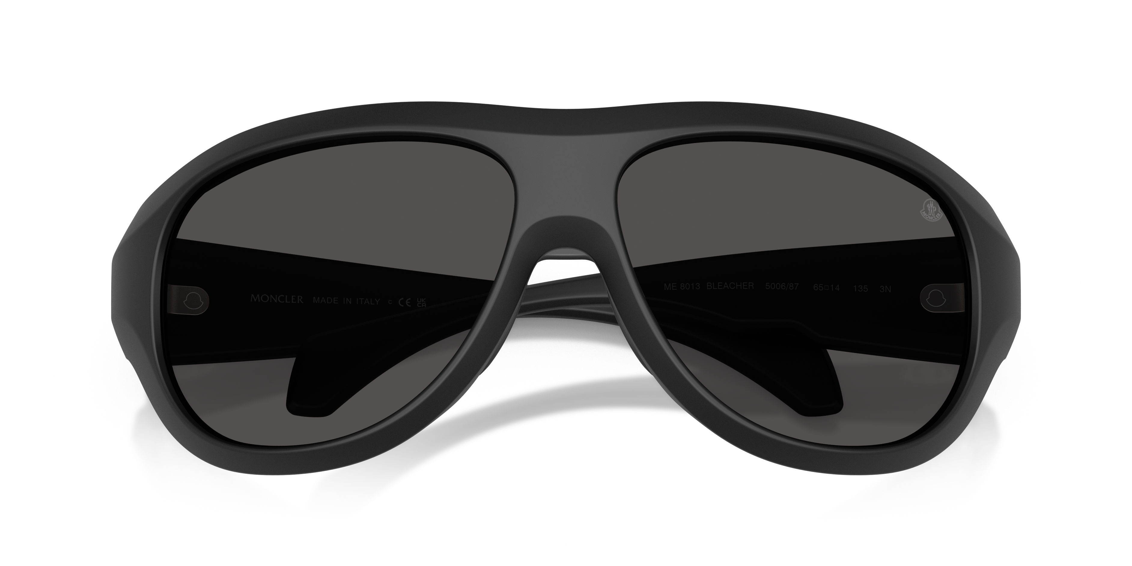 Moncler Unisex Moncler ME8013 BLEACHER 500687 Sunglasses Injected Black Grey Round Norma