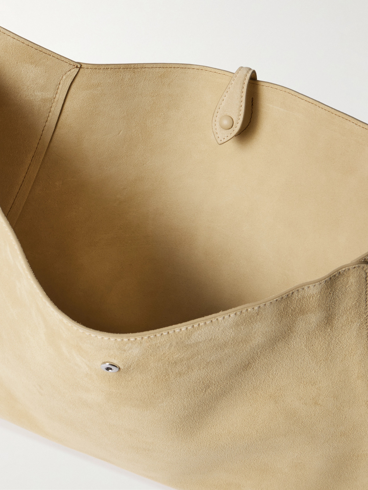 Debossed Suede Shoulder Bag - Beige