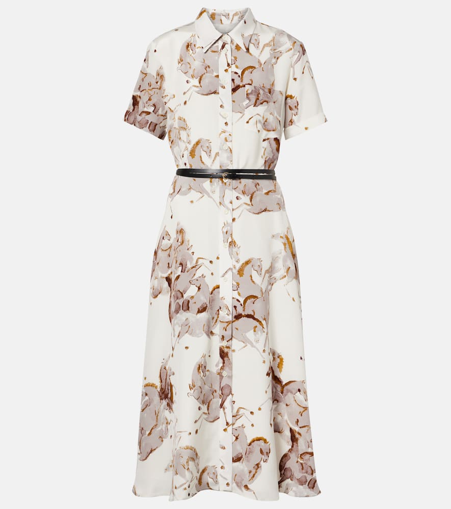 Kiera printed silk shirt dress