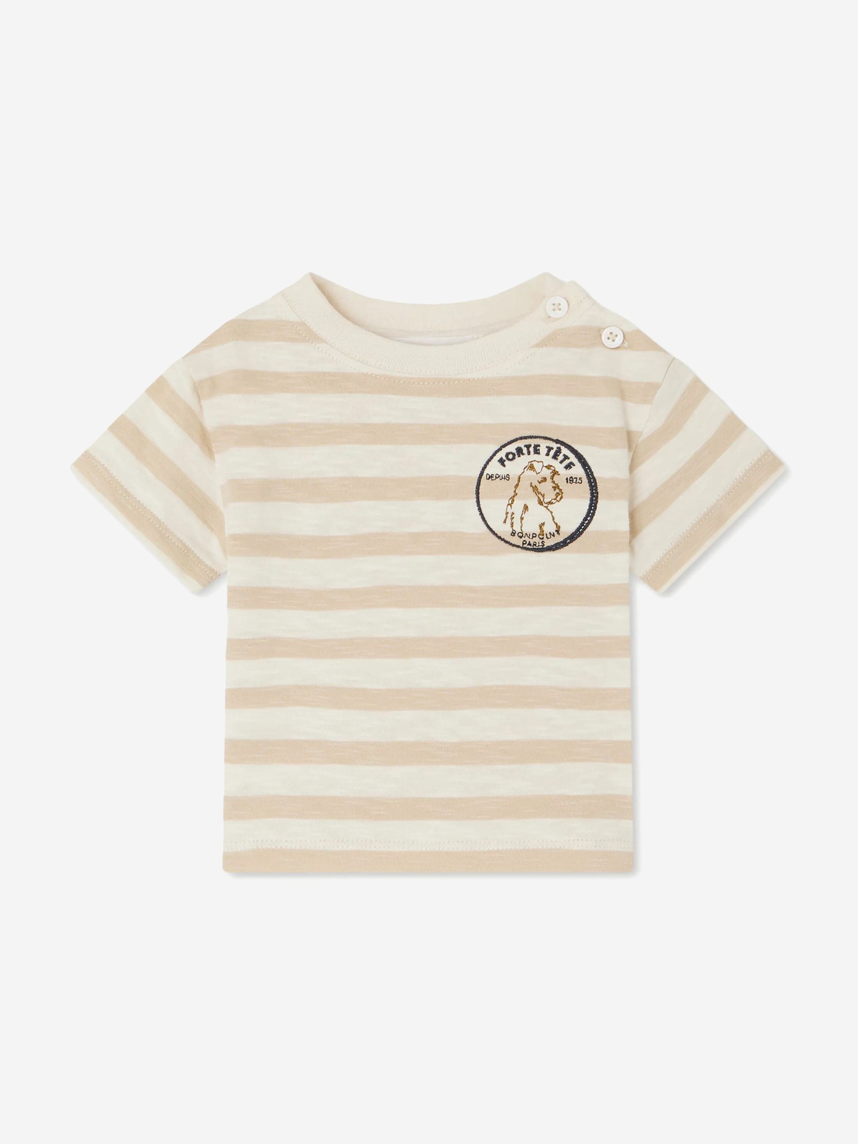 Bonpoint Baby Boys Striped Gaye T-Shirt in Beige 12 Mths Ivory