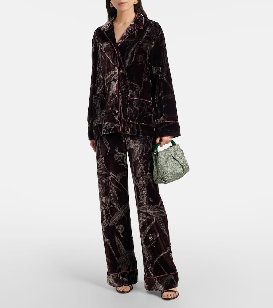 Floral satin pajama shirt