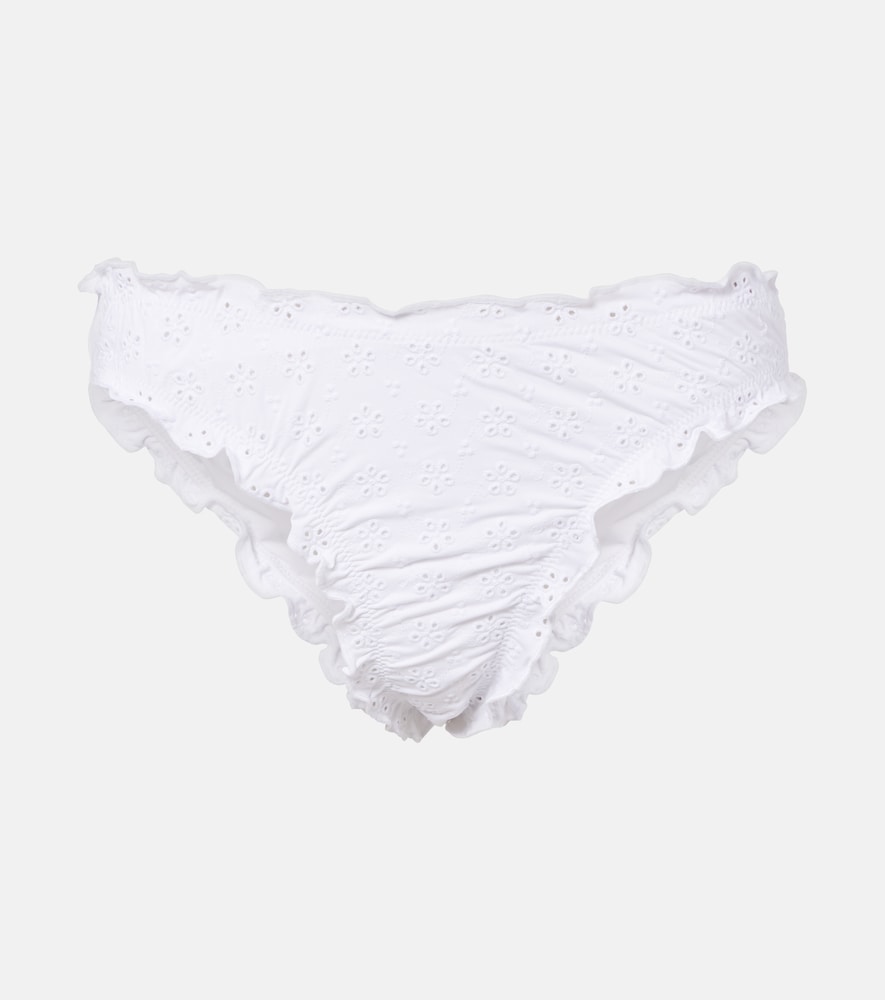Broderie anglaise ruffled bikini bottoms