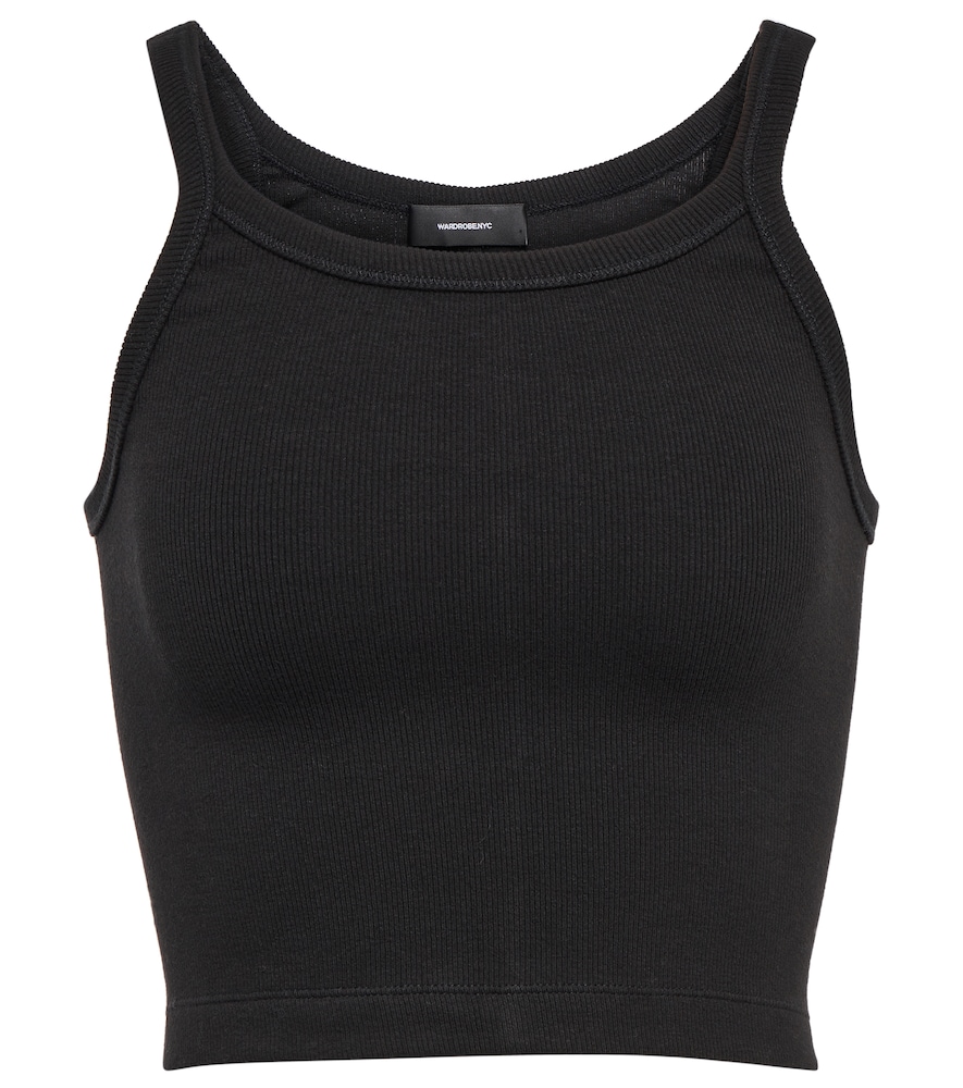 X Hailey Bieber HB ribbed-knit jersey crop top