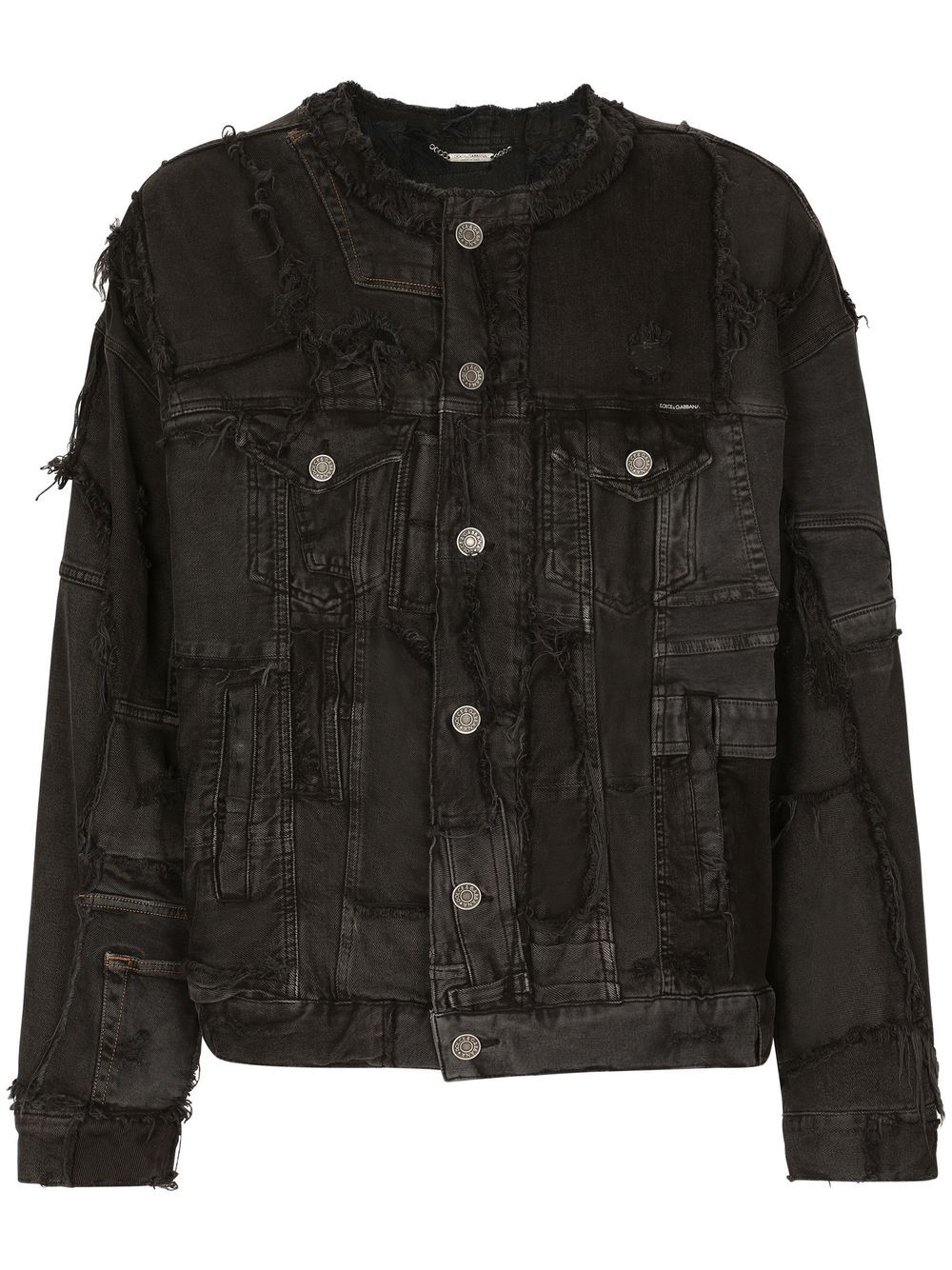 Distressed-effect denim jacket - Black