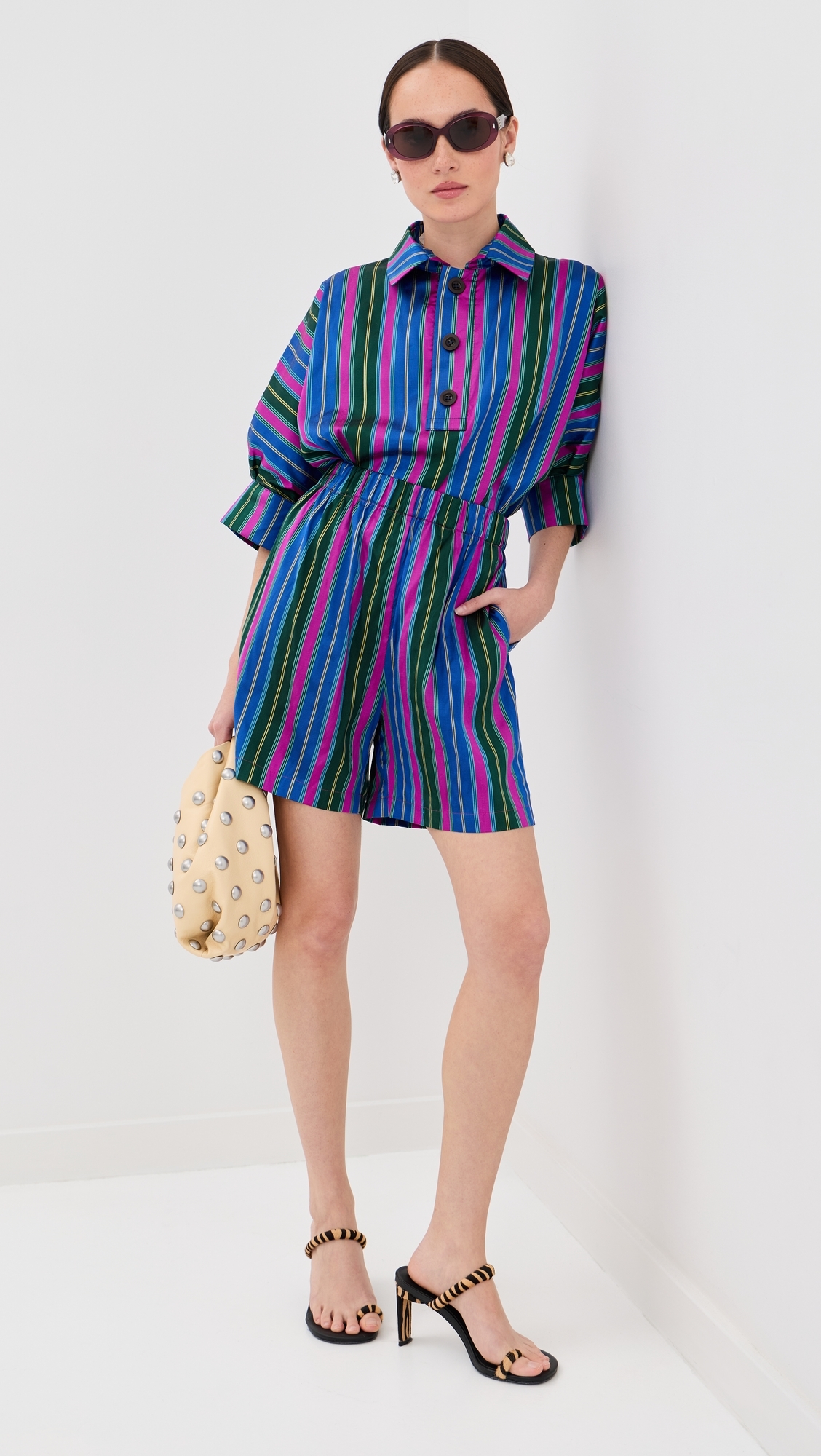 Coco Silk Shorts Big Stripes