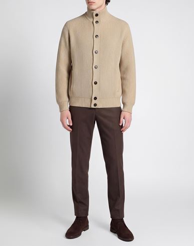 Man Cardigan Sand Size 42 Merino Wool