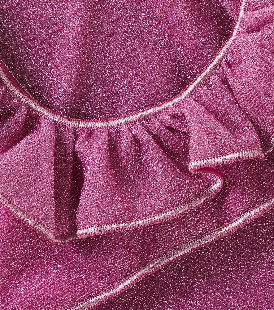 Oséree Kids Lumière ruffled lamé bikini