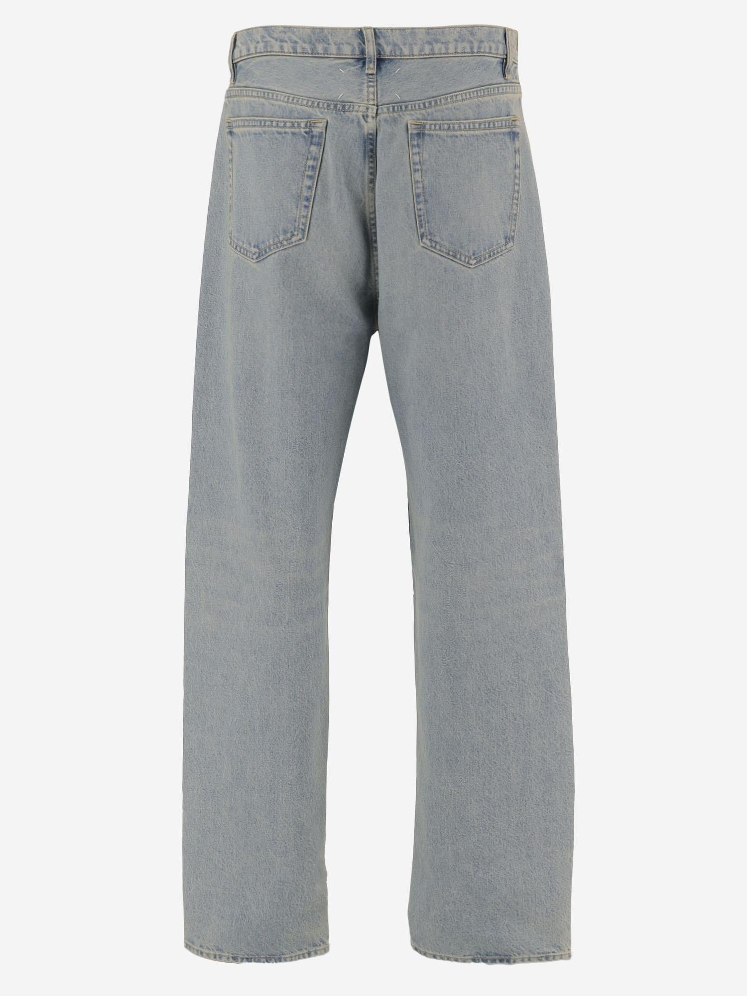 Paint-Splatter Cotton Denim Jeans — Blue