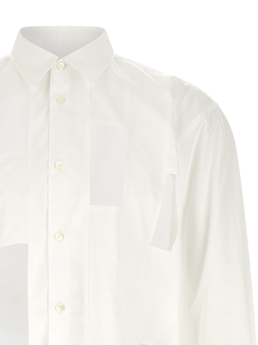 White Geometric Cut-out Shirt