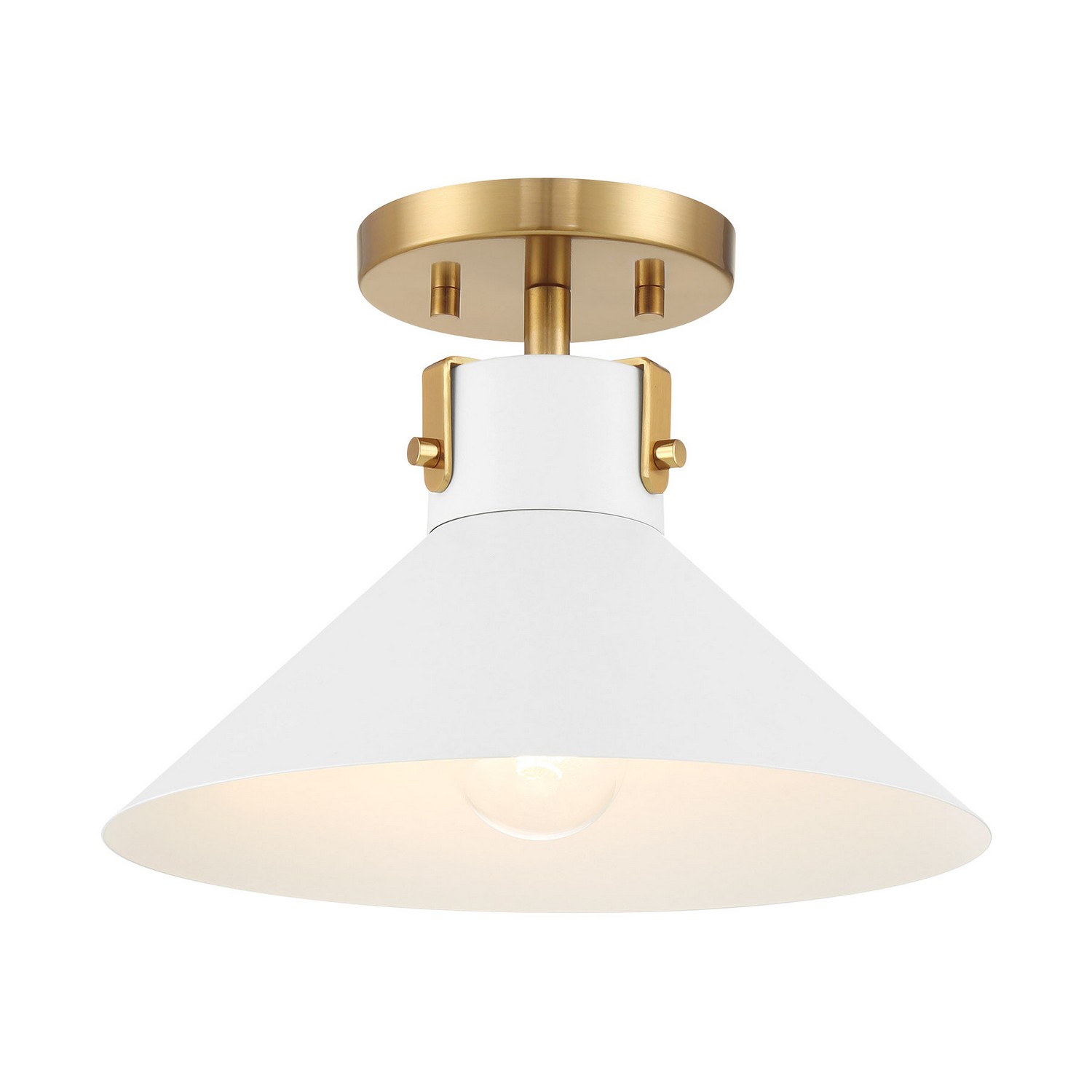 Ceiling Light in White and Natural Bra
