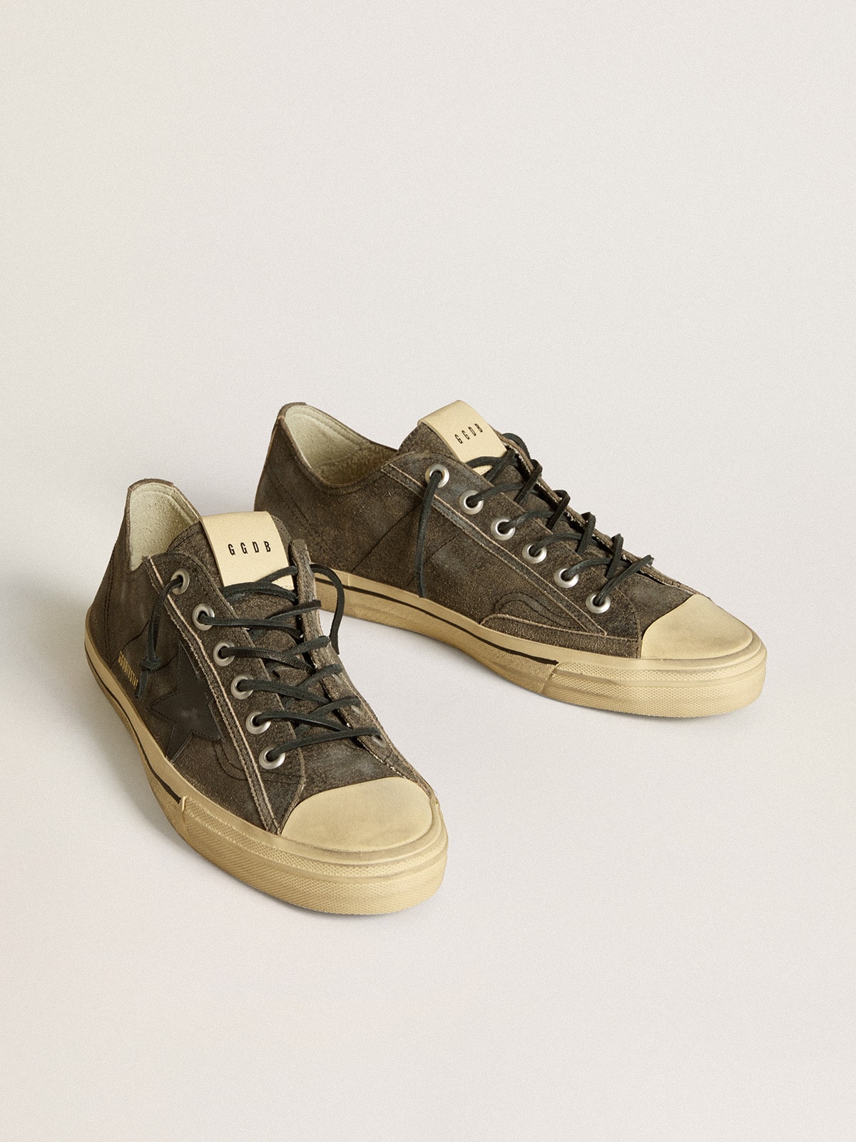 Golden Goose - Men’s V-star In Black Suede With Black Leather Star, Man