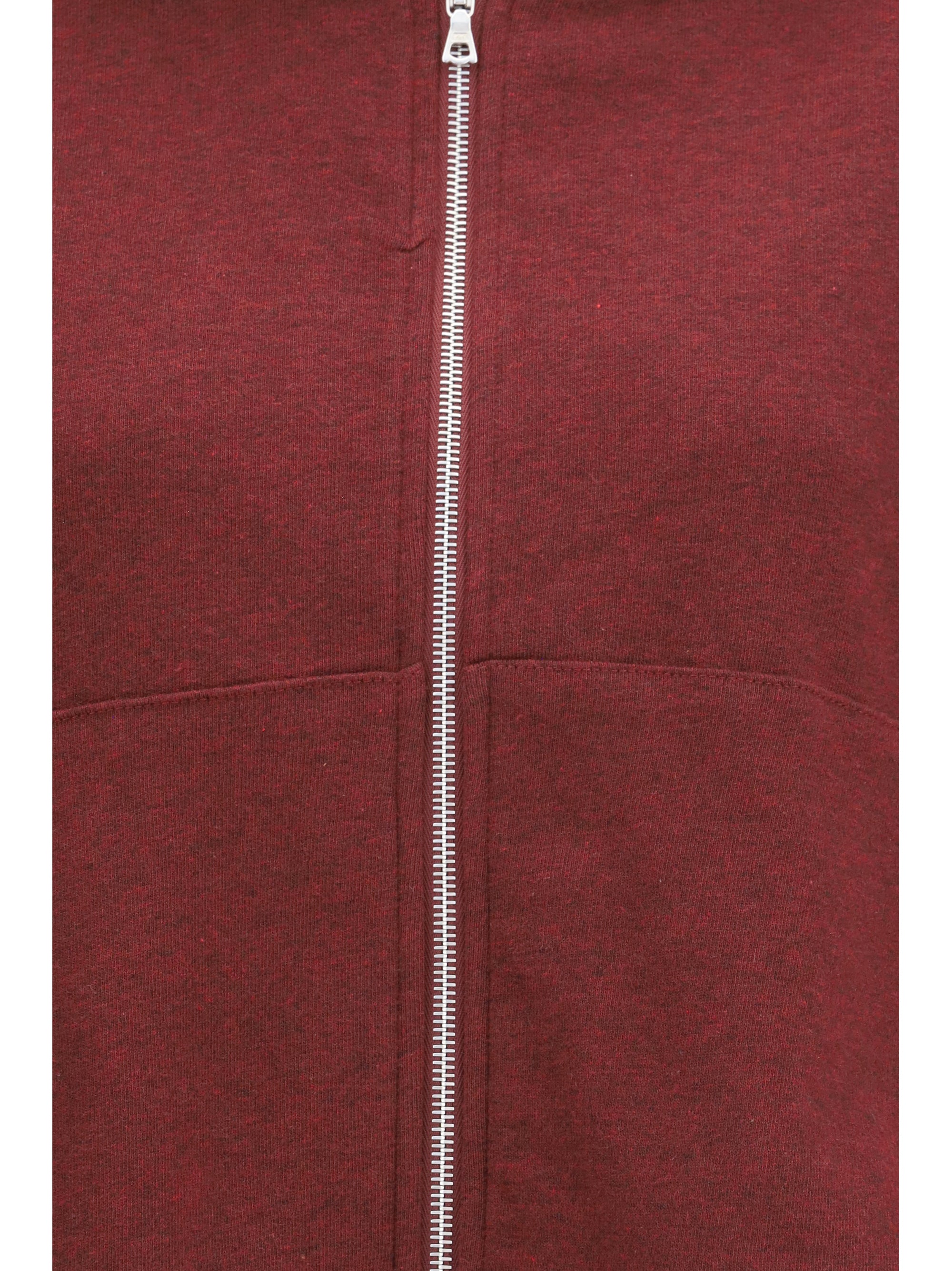 Draped Mélange Cotton Sweatshirt — Red