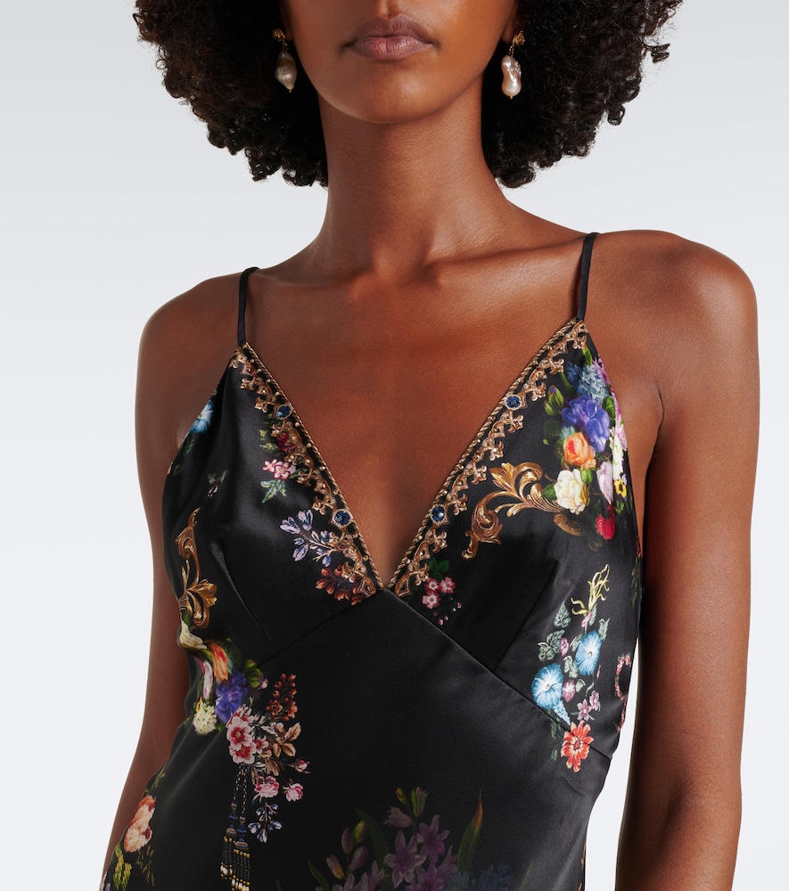 Floral silk satin slip dress