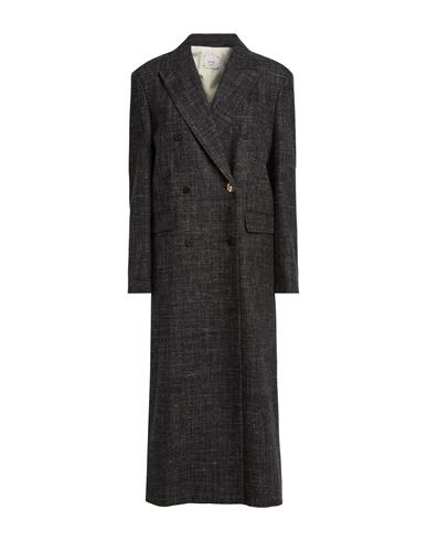 Chocolat Woman Coat Charcoal Size 2 Wool, Polyester, Linen