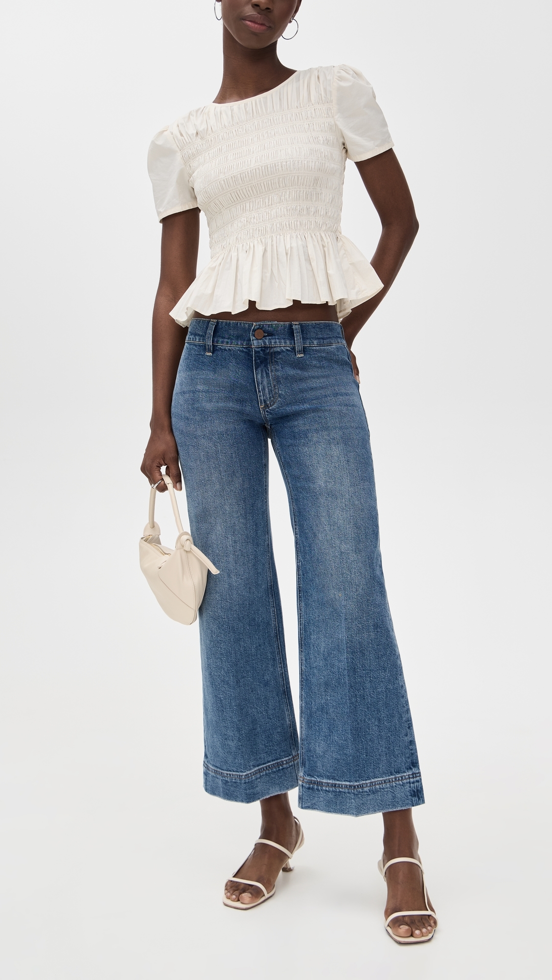 Slay Clean Wide Leg Ankle Jeans Avery Blue
