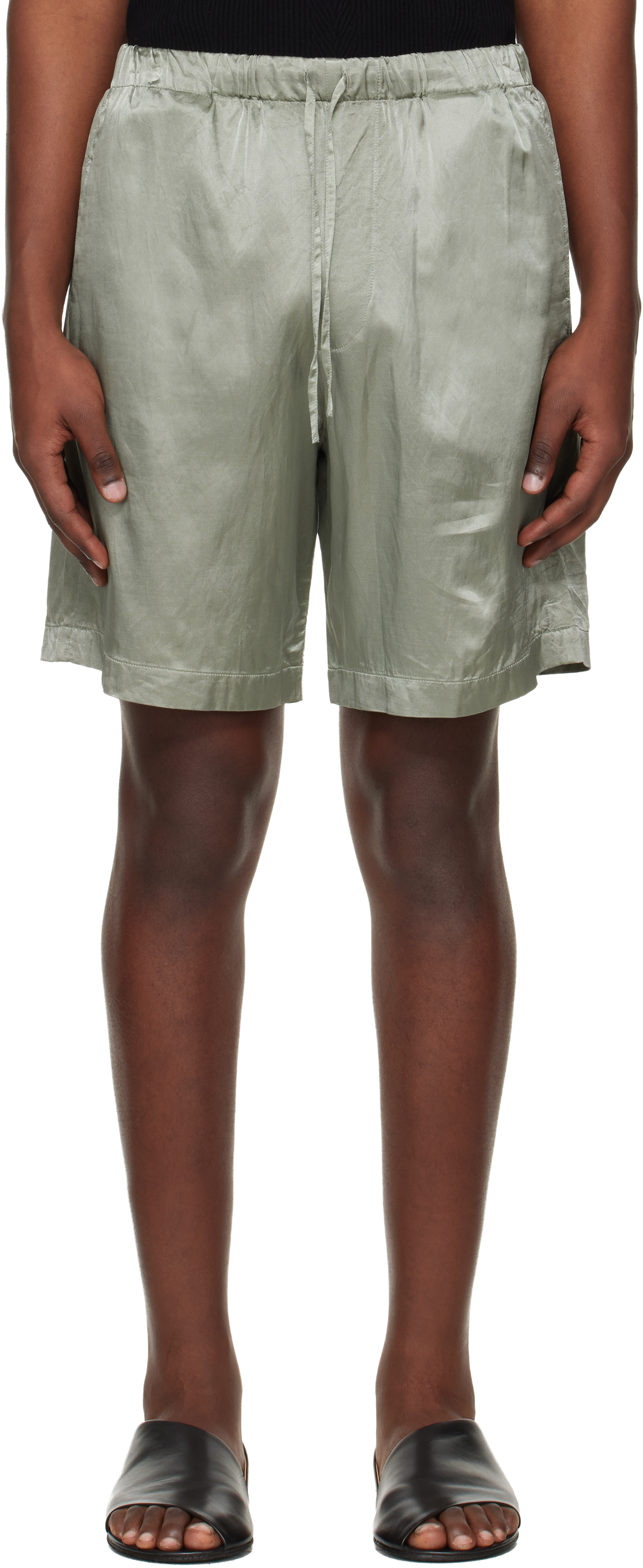 Green Viscose Cotton Shorts