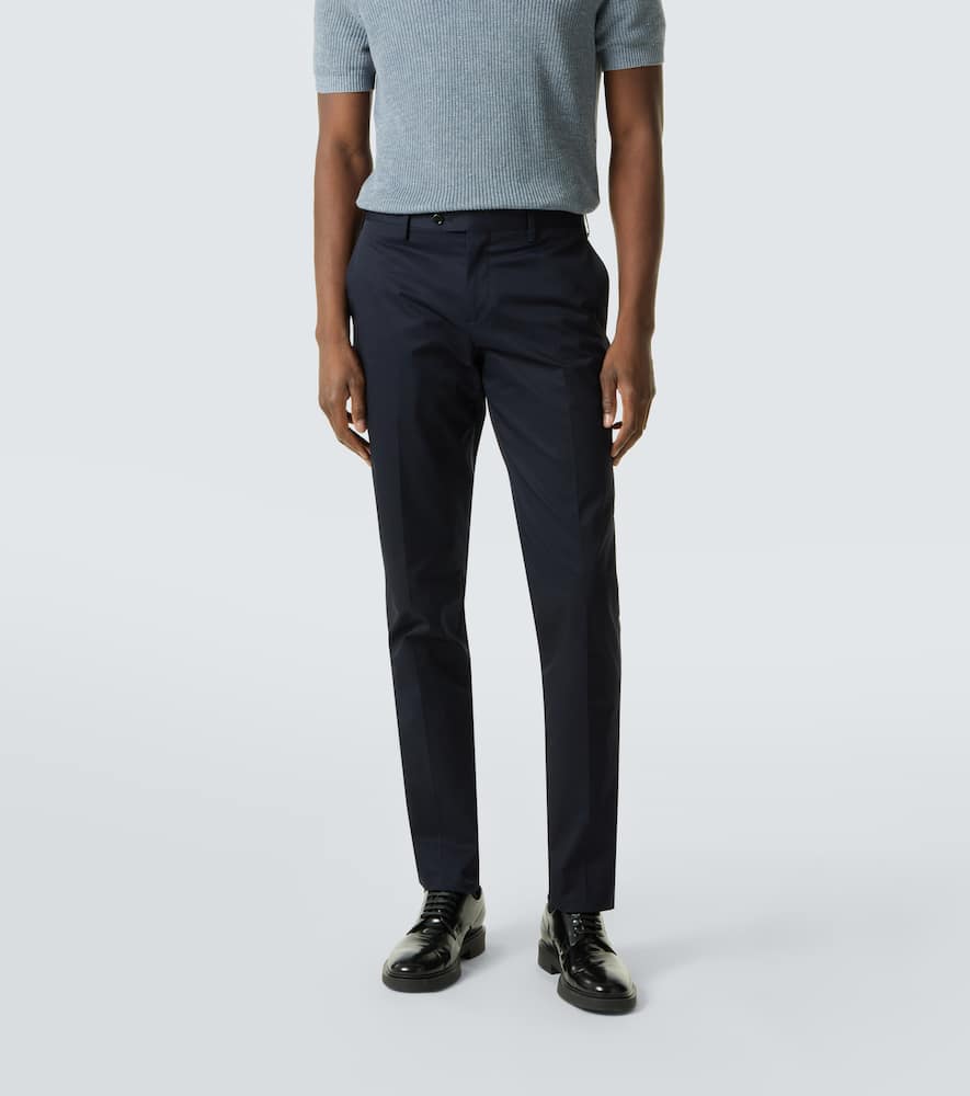 Mid-rise cotton slim pants