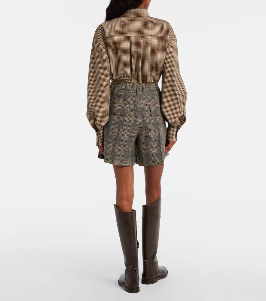 Checked virgin wool shorts