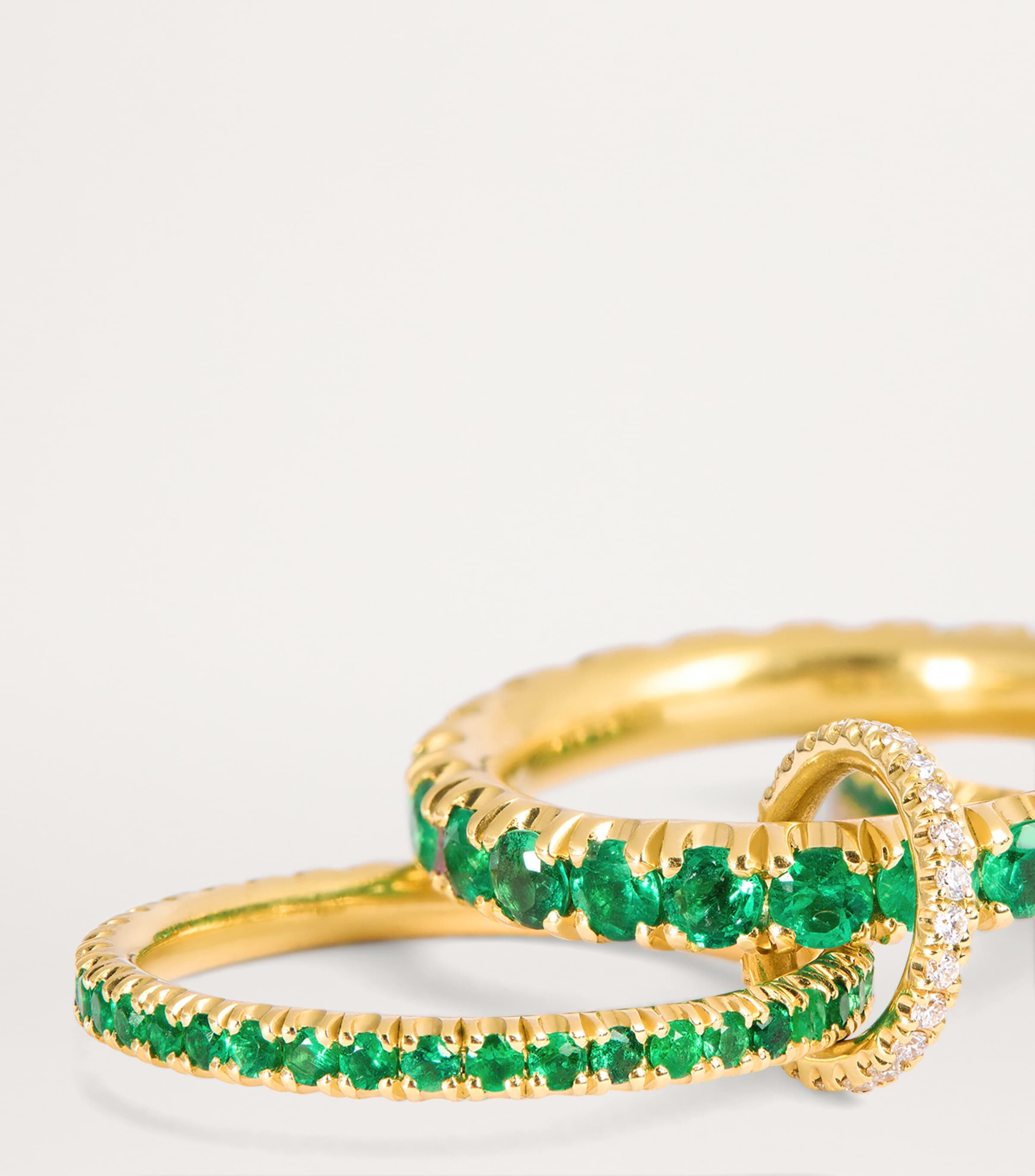 Yellow Gold, Diamond and Emerald Pave Ring