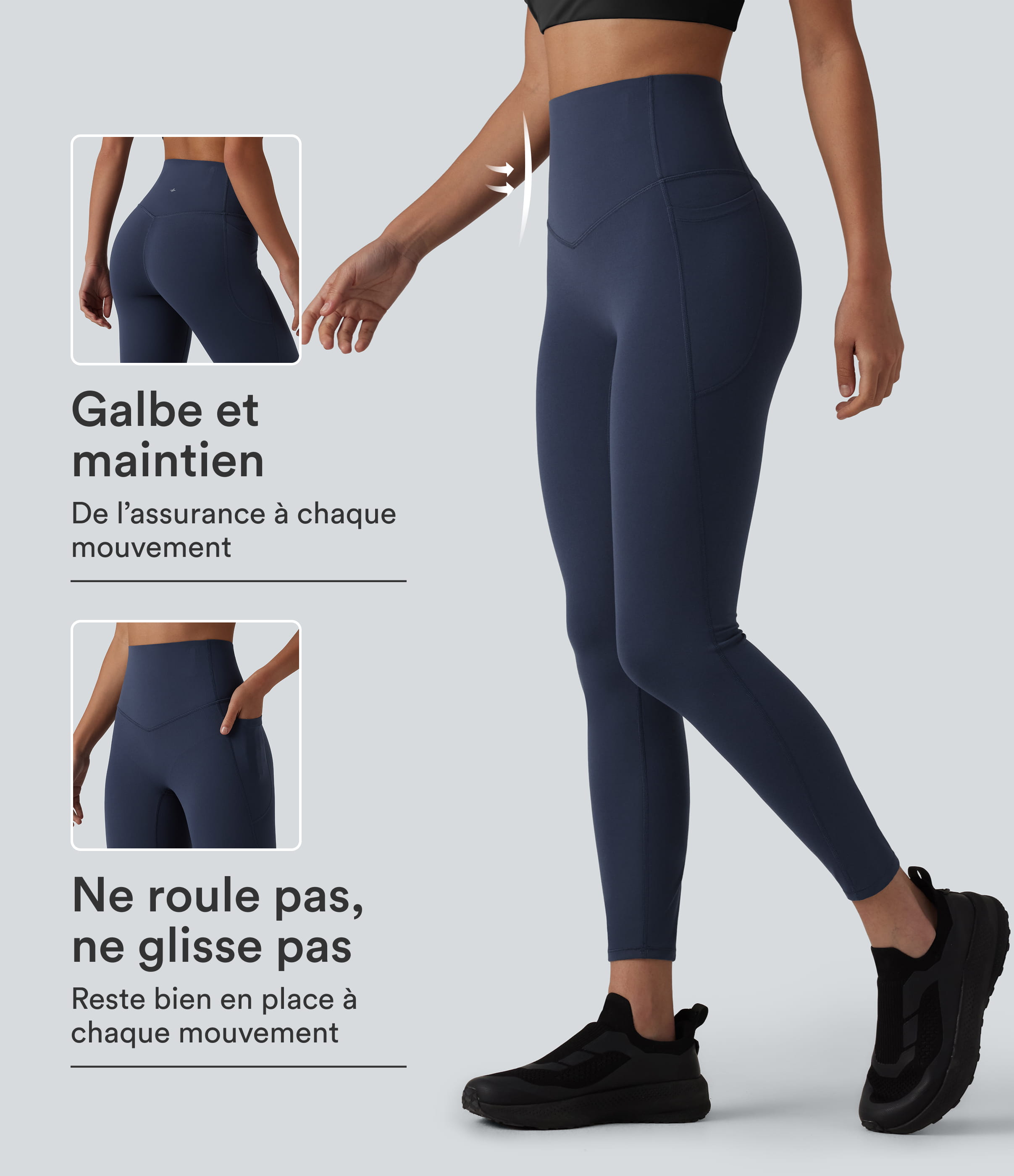 Legging de yoga 7/8 UltraSculpt™ taille haute, gainant et anti-roulis, avec poches - Mood Indigo