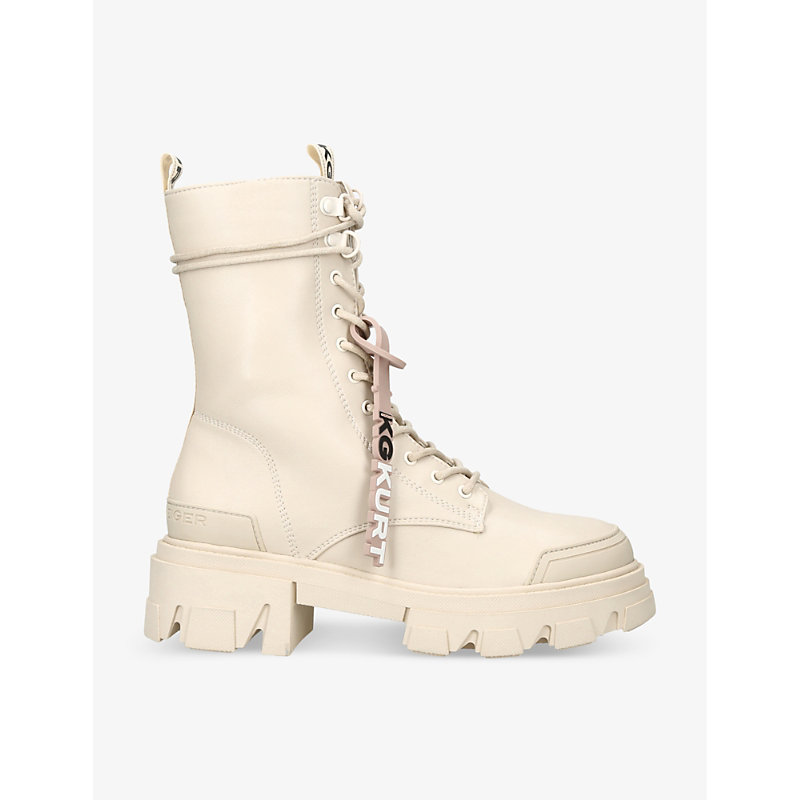 Womens Cream Trekker Logo-charm Faux-leather Ankle Boots